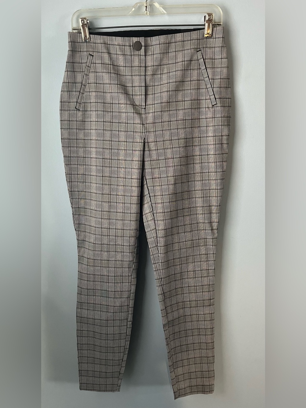 NWT Reitmans Gray Glen Plaid Pull-On Dress Pant Elastic Waist Leggings Size 10